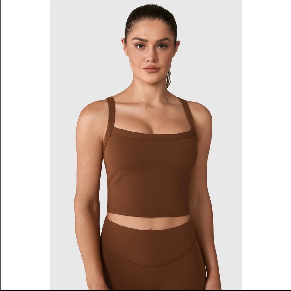 Brown Cropped Workout Tank Top
